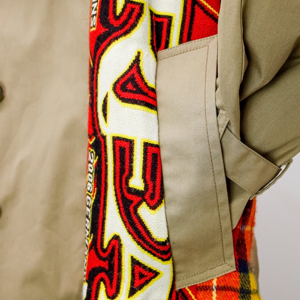 Dry Clean Only Reworked Scarf Panel Trench - Picture 8 of 10